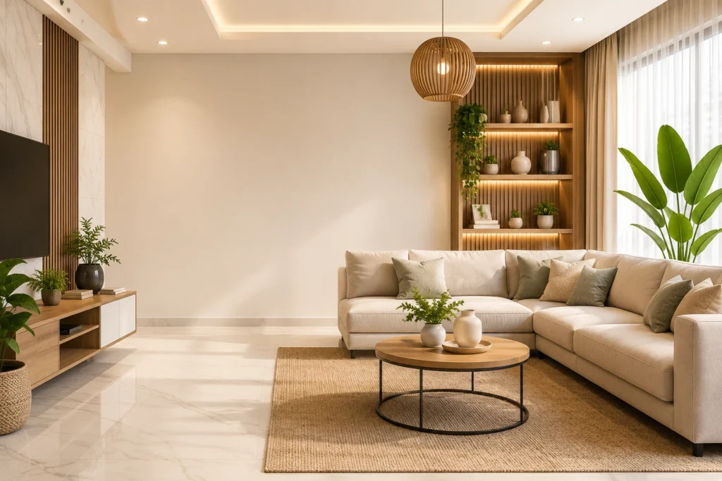 Modern living room ideas for small homes with neutral colors and minimalist furniture